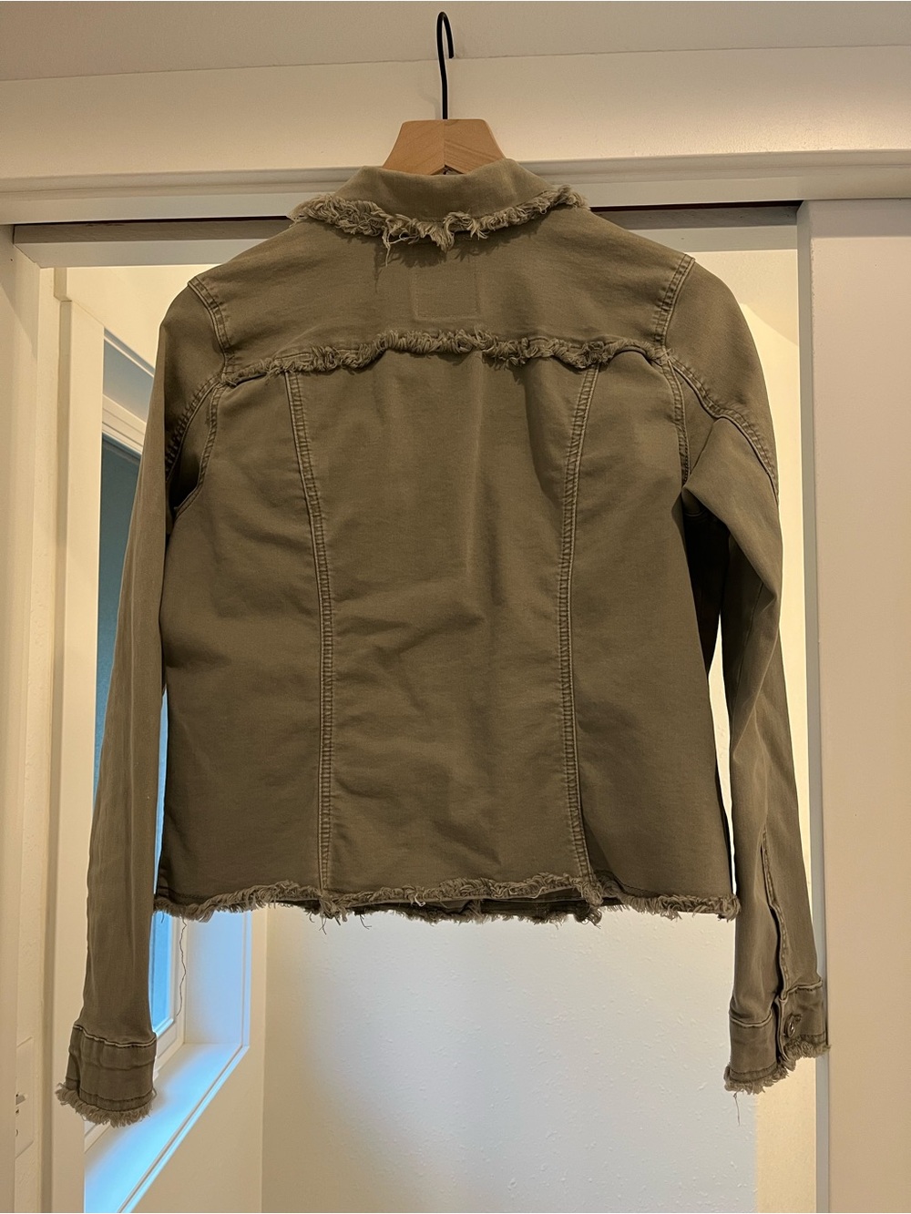 CHARLIE B Olive Frayed Hem Jacket - Women - Picture 4 of 4